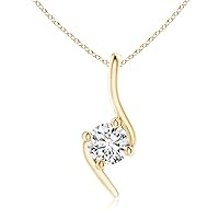 10K Solid Yellow Gold Handmade Engagement Pendant 1.0 CT Round Cut Moissanite Diamond Solitaire Wedding/Bridal Pendant for Women/Her Propose Pendant