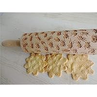 Embossed Rolling Pin INSECTS for Halloween cookies. Laser Engraved Dough Roller for Embossing Homemade Cookies with Insects pattern by Algis Crafts