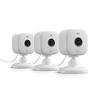 All-New Blink Mini 2 — Plug-in smart security camera, HD night view in color, built-in spotlight, two-way audio, motion detection, Works with Alexa — 3 cameras (White)