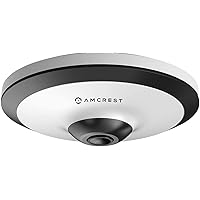 Amcrest Fisheye IP POE Camera, 360° Panoramic 5-Megapixel POE IP Camera, Fish Eye Security Indoor Camera, IVS Features and People Counting, MicroSD Recording, IP5M-F1180EW-V2 (White)
