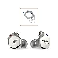 Melody Various Tuning Styles Wired HiFi Headphones Customized 12mm Moving Coil Drive Unit IEM in-Ear Metal Bass Earbuds (Silver (3-in-1 Plug))