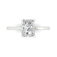 Clara Pucci 2.0 ct Emerald Cut Solitaire Genuine Moissanite Engagement Wedding Bridal Promise Anniversary Ring in 14k White Gold