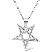 Stainless Steel Inverted Pentagram Inverted Star Pentacle Necklace and Pendant
