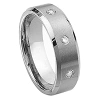 Tungsten Diamond Wedding Band Ring 8mm (0.10ctw) GH/SI