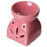 Ceramic Aromatherapy Oil Burner. Cut Out Modern Design, For Essential Oils, Water and Wax Melts. 1 Free Tealight inlcuded! (Pink)