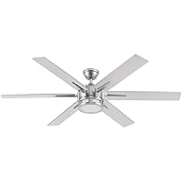 Ceiling Fans Kaliza, 56 Inch Indoor Modern LED Ceiling Fan with Light and Remote Control, Dual Mounting Options, 6 Blades with Dual Finish, Reversible Motor - 51626-01 - (Matte Nickel)