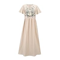 Summer Vintage Embroidered Dress A-Neck Short-Sleeved Mini Sexy Dress