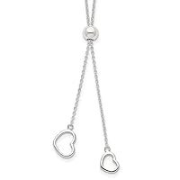 Sterling Silver Polished 2-Heart Adjusts up to 19.5 inch Necklace