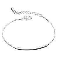 Sterling Silver Ankle Bracelet Anklet For Women With Chain Style Beach Bar Silver Exquisite Workmanship Practical Processed