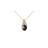 Rylos Necklaces For Women 14K Yellow Gold - Diamond & Black Star Sapphire Pendant Necklace With 18
