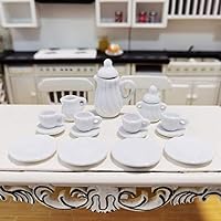 AirAds Dollhouse 1:12 Miniatures Solid White Tea Set Porcelain Pot Cups