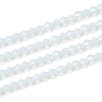 5 Strands Czech 8mm Faceted Bicone Crystal Glass Loose Beads White Opal (180-190pcs) for Jewelry Craft Making CCB834