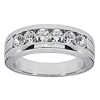 1.00 ct TW Men's Round Cut Diamond Wedding Band Ring in 14 kt White Gold