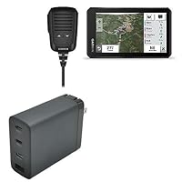 BoxWave Charger Compatible with Garmin Thread Powersport Off-Road Navigator - PD GaNCharge Wall Charger (100W), 100W Tiny PD GAN Type-C and Type-A Wall Charger - Jet Black