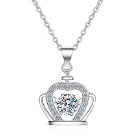 Sterling Silver 0.5ct D color Moissanite Halo Queen Crown Pendant Necklaces Jewelry Series Gift Set