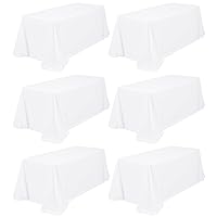 6 Pack Rectangle Tablecloth 90 x 156 inch White Polyester Table Cloth for 8 Feet Tables,Washable Fabric Stain and Wrinkle Resistant Table Cover Table Clothes for Wedding Parties Banquet Kitchen