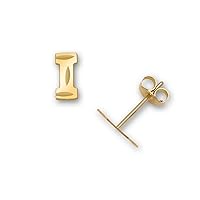 Solid 14k Yellow Gold Small Diamond-cut Initial Stud Earrings - 6mm - Personalized Gifts for Women Girls - Cartilage Piercing Earrings