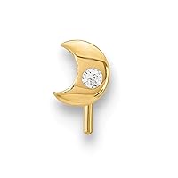 1.95mm 14k Gold CZ Cubic Zirconia Simulated Diamond Celestial Moon Nose Stud Jewelry for Women