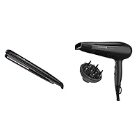 Remington 1 Inch Anti Static Flat Iron with Floating Ceramic Plates and Digital Controls Hair Straightener & D3190 Damage Protection Hair Dryer with Ceramic + Ionic + Tourmaline Technology, Black