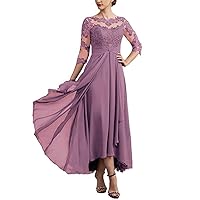 Mother of The Bride Dresses for Women 3/4 Sleeves Lace Chiffon Wedding Guest Dresses Formal Prom Evening Party Gown