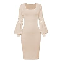 Elegant Hollow-Out Chiffon Long-Sleeved Dress Korean Solid Color U-Neck Sweet Party Dresses Chic