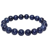 Unisex Bracelet 8mm Natural Gemstone Blue Sapphire Round shape Smooth cut beads 7 inch stretchable bracelet for men & women. | STBR_02238