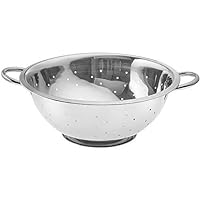 8-Quart Stainless Steel Colander - Professional Strainer with Heavy Duty Handles and Self-Draining Stable Base, Polished Mirror Finish
