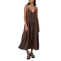 Rhythm Women's Classic Tiered Midi Dress - Chocolate | Large