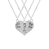 Mother's Day Gift Big sis mom Three-Petal Stitching Love Necklace (Silver)