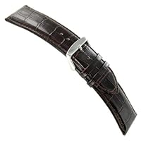 19mm deBeer Baby Crocodile Grain Brown Padded Stitched Watch Band Strap