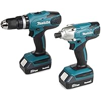 MAKITA 18V Cordless Combi Lithium Drill & Lithium Impact Driver Twin Pack Complete KIT with Heavy Duty Carrying CASE + Free MAKITA Gold Impact Accessories