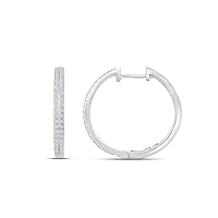 AFFY 1/4 Carat (Cttw) Round Cut Natural Diamond Elegant Hoop Earrings In 14K Gold Over Sterling Silver (J-K Color, I2-I3 Clarity, 0.25 Cttw)