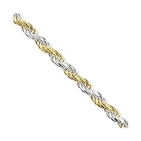 925 Sterling Silver and Gold Plated 1.85mm Sparkle Cut Rope Chain Necklace Jewelry for Women - Length Options: 16 18 20 22 24 26