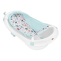 Baby to Toddler Bath 4-In-1 Sling ‘N Seat Tub with Removable Infant Support and 2 Toys, Pacific Pebble