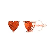 1.4ct Heart Cut Conflict Free Solitaire Red Unisex Designer Stud Earrings 14k Rose Gold Screw Back conflict free Jewelry