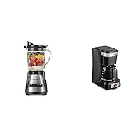 Hamilton Beach Power Elite Wave Action blender-for Shakes & Smoothies & 5 Cup Compact Drip Coffee Maker, Works with Smart Plugs, Glass Carafe