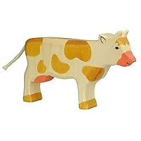 Cow Standing Toy Figure, Brown Spotted