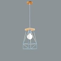 Nordic Pendant Lighting Fixture Metal Wire Cage Lampshade Ceiling Hanging Light, Minimalist Suspension Lamp Fittings for Kitchen Dining Room Hallway, E27 Droplight Flush Mount Light (Color : Bl