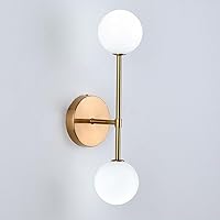 Wall Sconces, Modern Wall Sconce, Modern Led Wall Lamp Wall Lights with Milky Special Glass Round Ball Bedside Wall Lights G9 Bulbs Wall Sconce (Color : Gold)