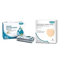 Unscented Saline Wet Wipe & Sacrum Silicone Foam Dressing with Border Adhesive