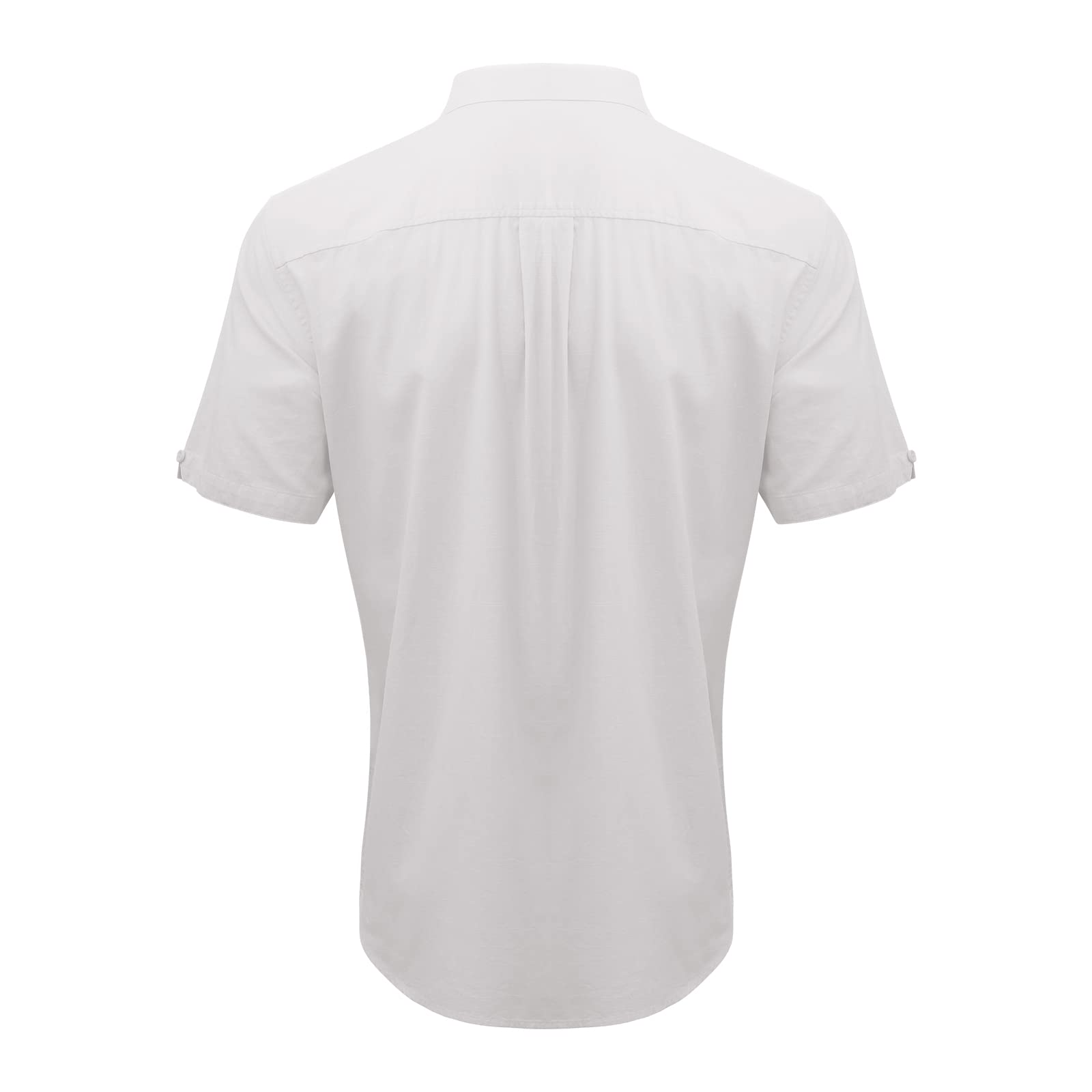 Men's Casual Summer Button Down Linen Shirts Short Sleeve Cotton Beach Tops with Pocket