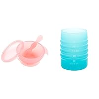 Bumkins Baby Bowl, Silicone Feeding Set with Suction for Baby and Toddler, Includes Dipping Spoon and Lid with Starter Drinking Cup, Training Essentials for Baby Led Weaning for Babies 4 Months Up