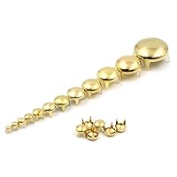 100PCS 4 Claw Round Dome Rivets Spike Studs Spots Nailhead Punk Rock DIY Leather Craft,Gold,7mm