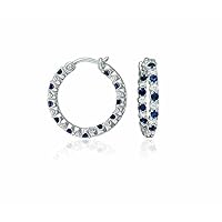 14k White Gold Plated Hoop Earring 2Ct Round Cut Lab-Created Sapphire Earring For Women & Girl