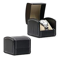 AN207 Luxury Faux Leather Watch Box with Pillow Package Case Bracelet Stand Holder New Small Jewelry (Color : Black)