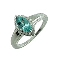 Blue Apatite Marquise Shape 1.12 Carat Natural Earth Mined Gemstone 925 Sterling Silver Ring Unique Jewelry for Women & Men