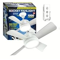 Wireless Socket Ceiling Fan Light Remote Control - Dimmable Cool LED Light – Replacement for Lightbulb - 1000 Lumens / 5000K- As Seen On TV