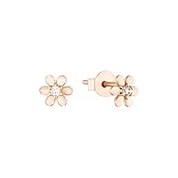 s.Oliver 2035512 Women's Stud Earrings 925 Sterling Silver with Synthetic Zirconia 0.6 cm Rose Flower Comes in Jewellery Gift Box, Silver, Cubic Zirconia