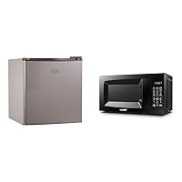 BLACK+DECKER BCRK17V Compact Refrigerator Energy Star Single Door Mini Fridge with Freezer & COMFEE' EM720CPL-PMB Countertop Microwave Oven with Sound On/Off, ECO Mode