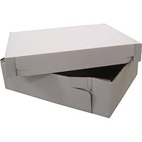 2PC14146, 14x14x6-Inch 2-Piece Corrugated Cardboard Cake Boxes, Take Out Disposable Paper Cake Pie Containers, Wholesale White Bakery Box (25)
